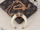 Boho Tribal Native American Crescent Moon Bull Horn Bone Pendant Necklace