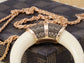 Boho Tribal Native American Crescent Moon Bull Horn Bone Pendant Necklace