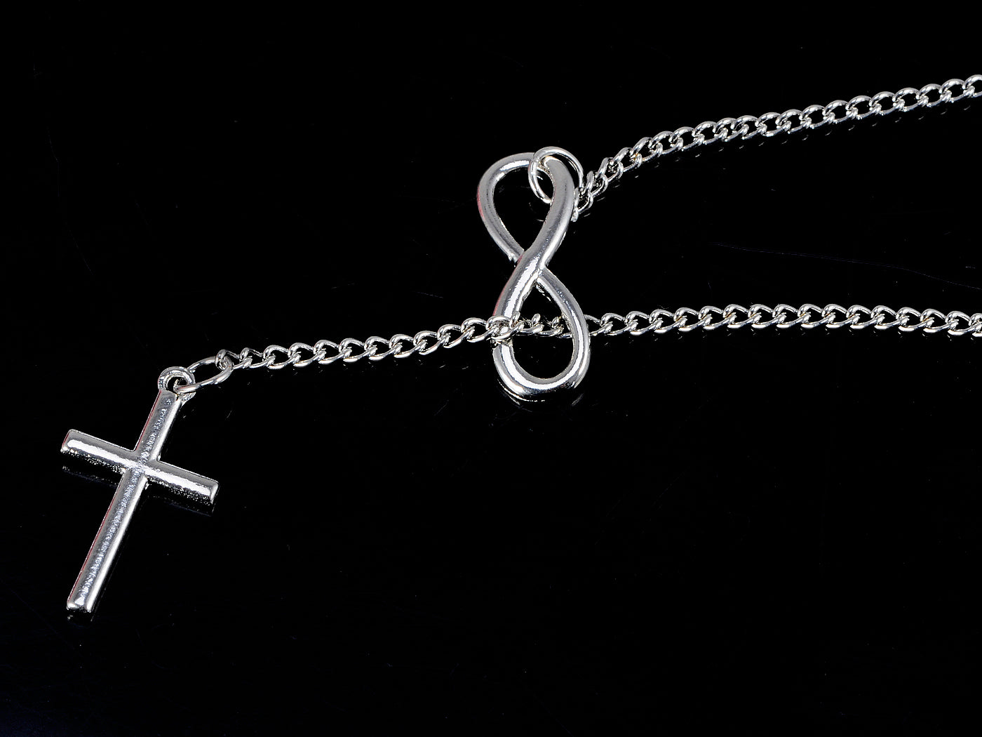 Royal Heart Cross Holy Linked Bow Pendant Necklace