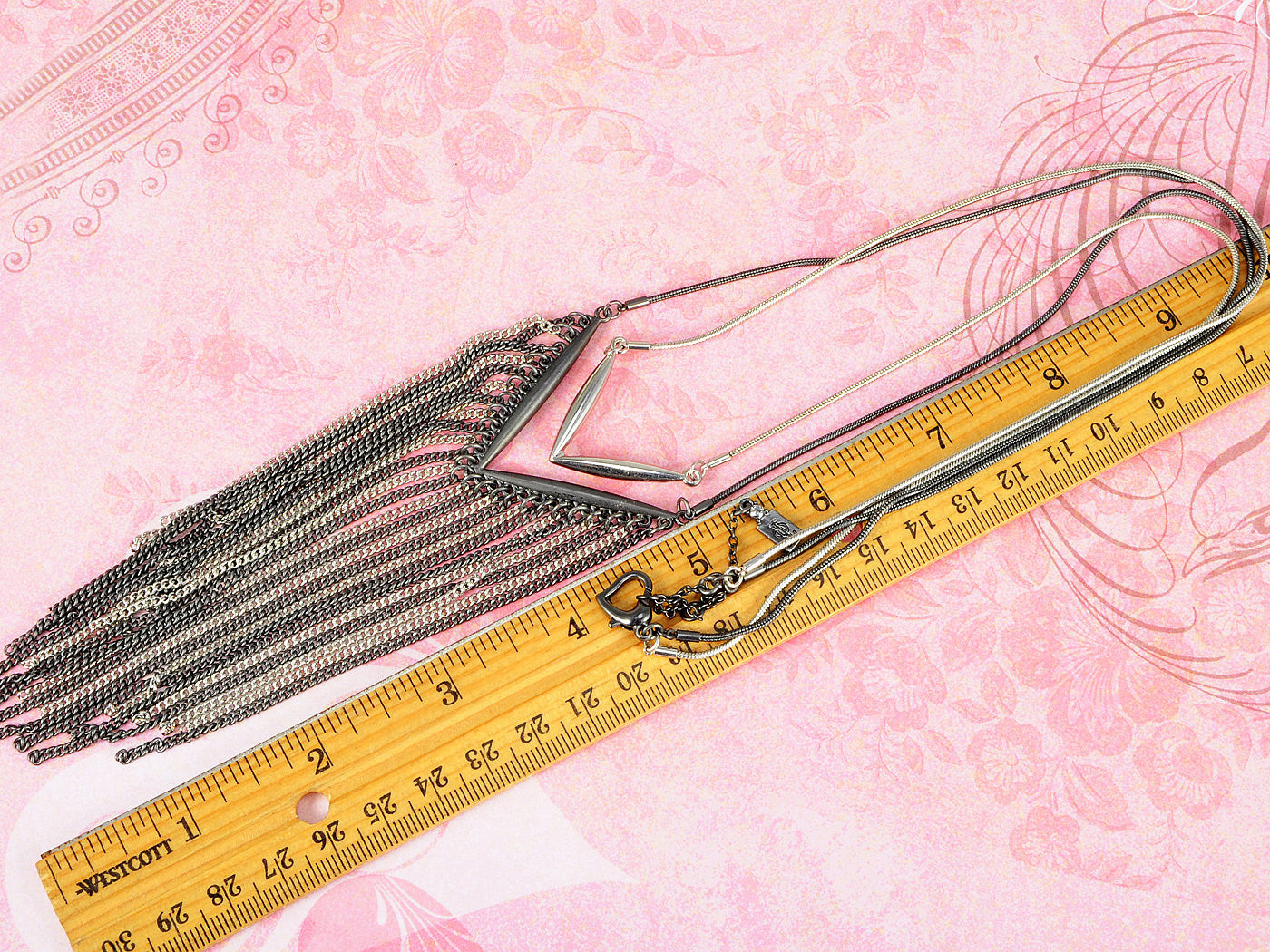 Contemporary Black And Chain Trim Pendant Necklace