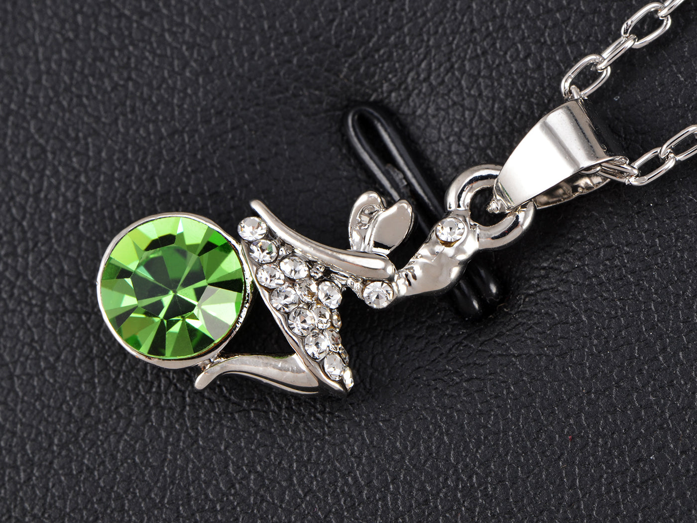 Silver Pink Enamel Pixie Fairy Angel Pendant Necklace