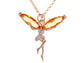 Silver Pink Enamel Pixie Fairy Angel Pendant Necklace