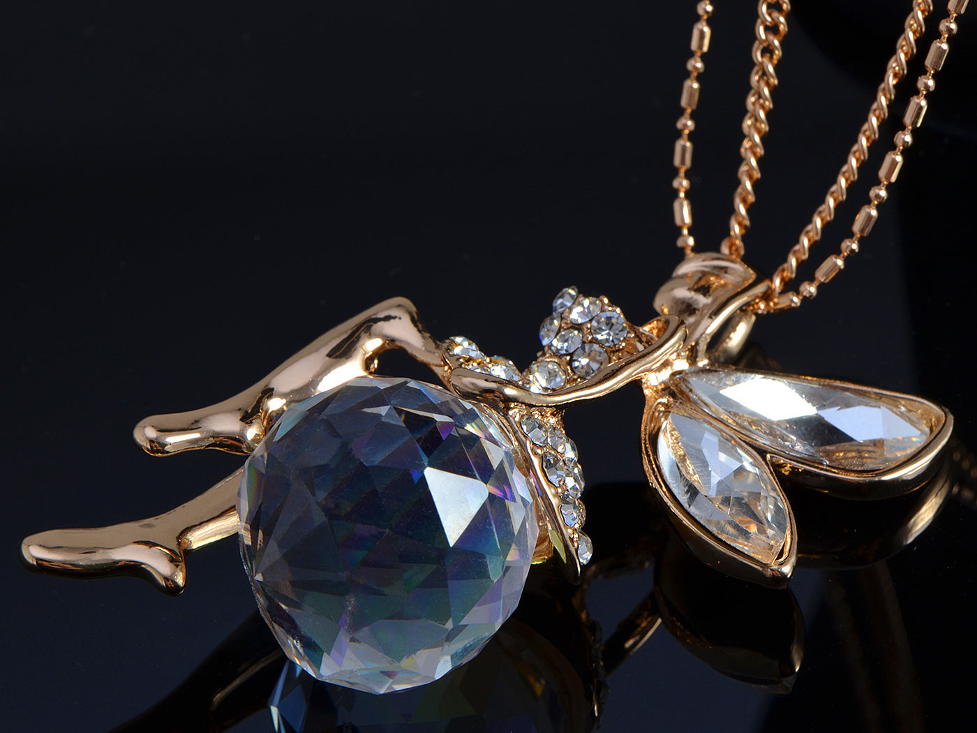 Silver Pink Enamel Pixie Fairy Angel Pendant Necklace