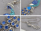 Blue Green Colored Peacock Bird Pendant Chain Necklace