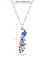 Blue Green Colored Peacock Bird Pendant Chain Necklace