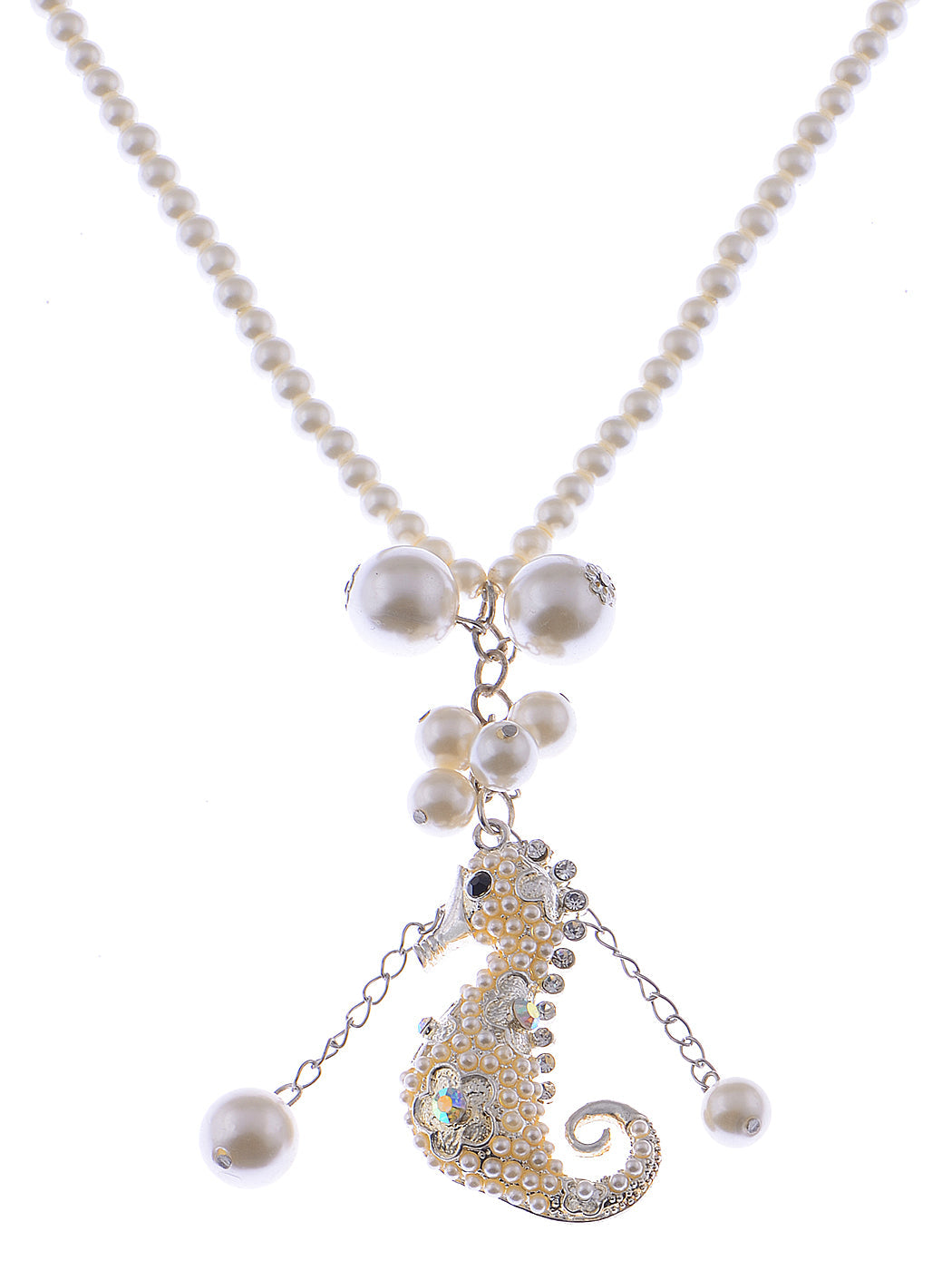 Beige Pearl Seahorse Pendant Necklace