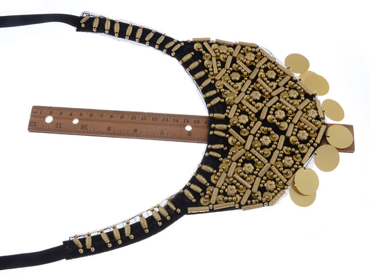 Egyptian Tribal Woven Beaded Bib Statement Necklace