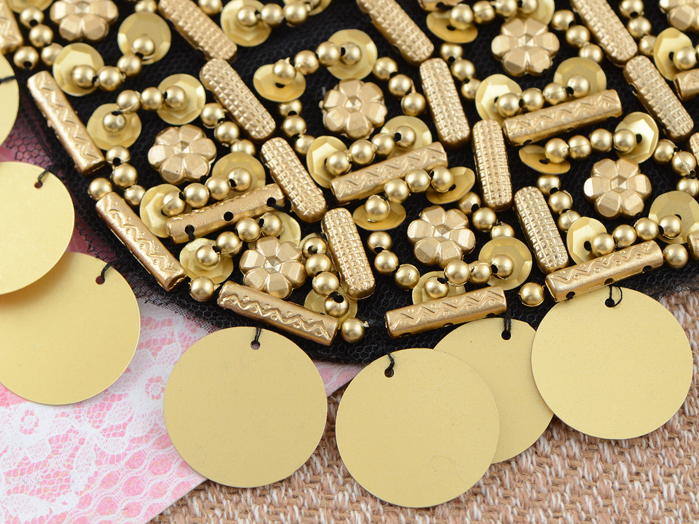 Egyptian Tribal Woven Beaded Bib Statement Necklace