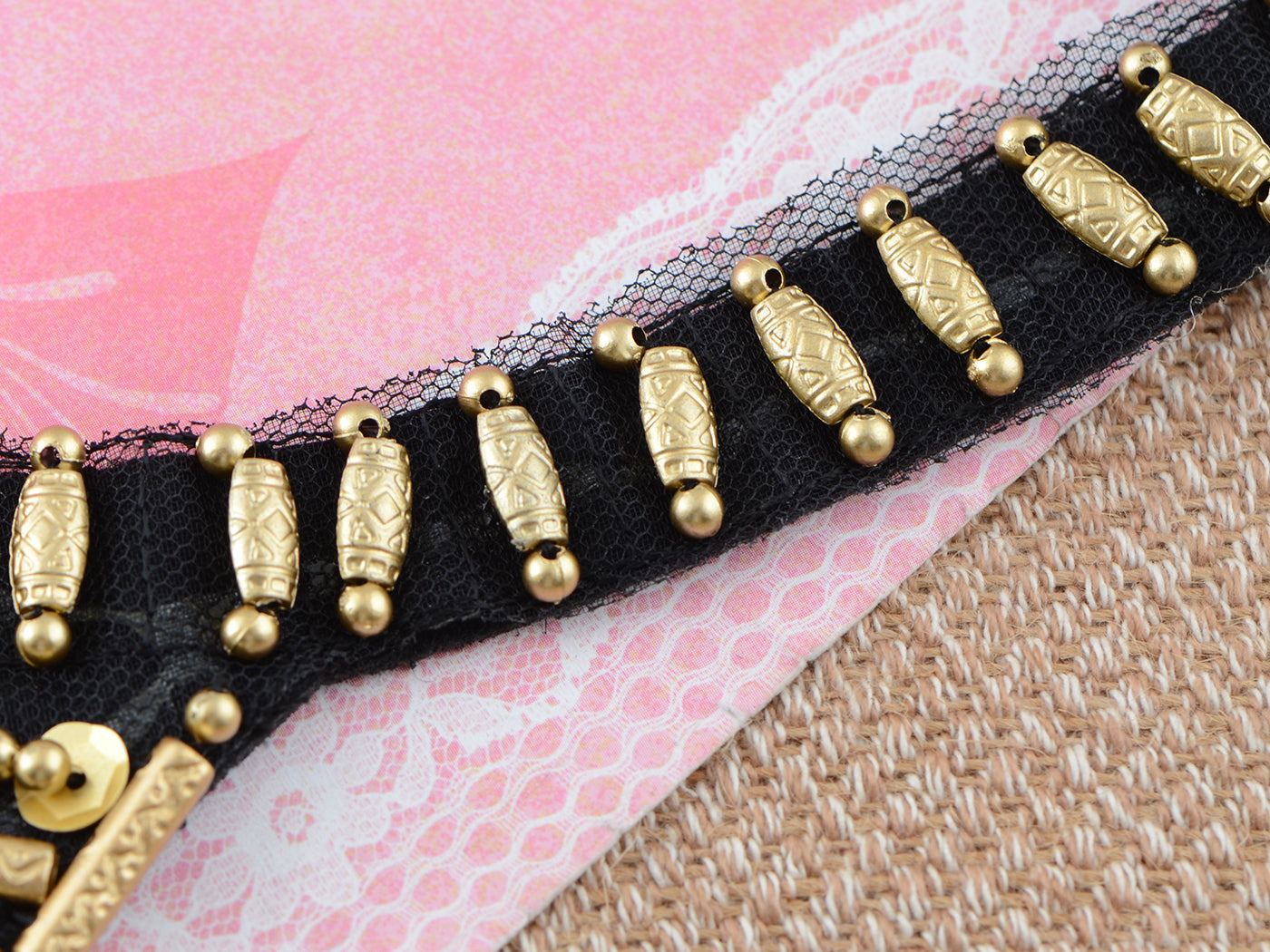 Egyptian Tribal Woven Beaded Bib Statement Necklace