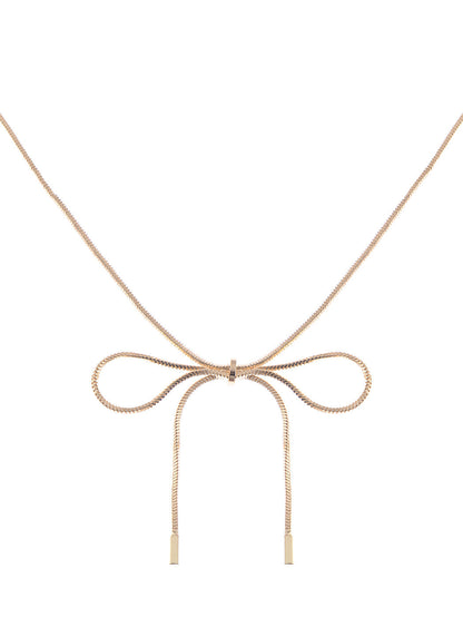 Casual Minimalistic Dainty Ribbon Bow Tie Love Knot Necklace