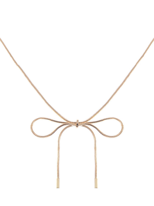 Casual Minimalistic Dainty Ribbon Bow Tie Love Knot Necklace