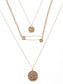 Multi Layered Dangling Safety Pin Coin Pendant Medallion Boho Charms Necklace