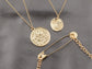 Multi Layered Dangling Safety Pin Coin Pendant Medallion Boho Charms Necklace