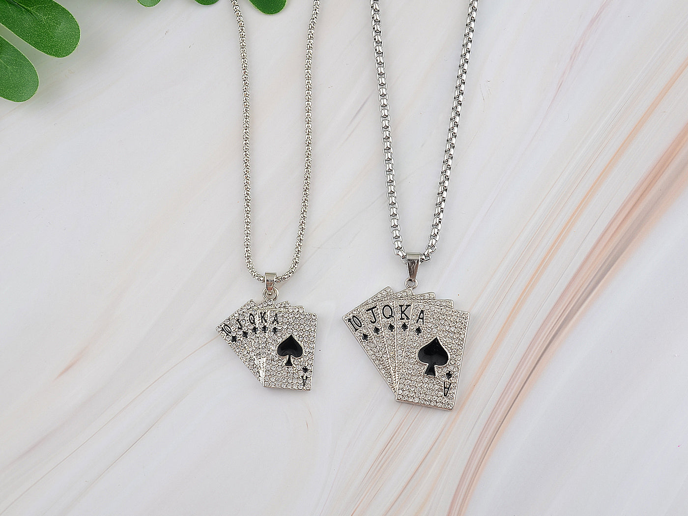 Ace Of Spades Royal Flush Playing Cards Pendant Vegas Good Luck Necklace