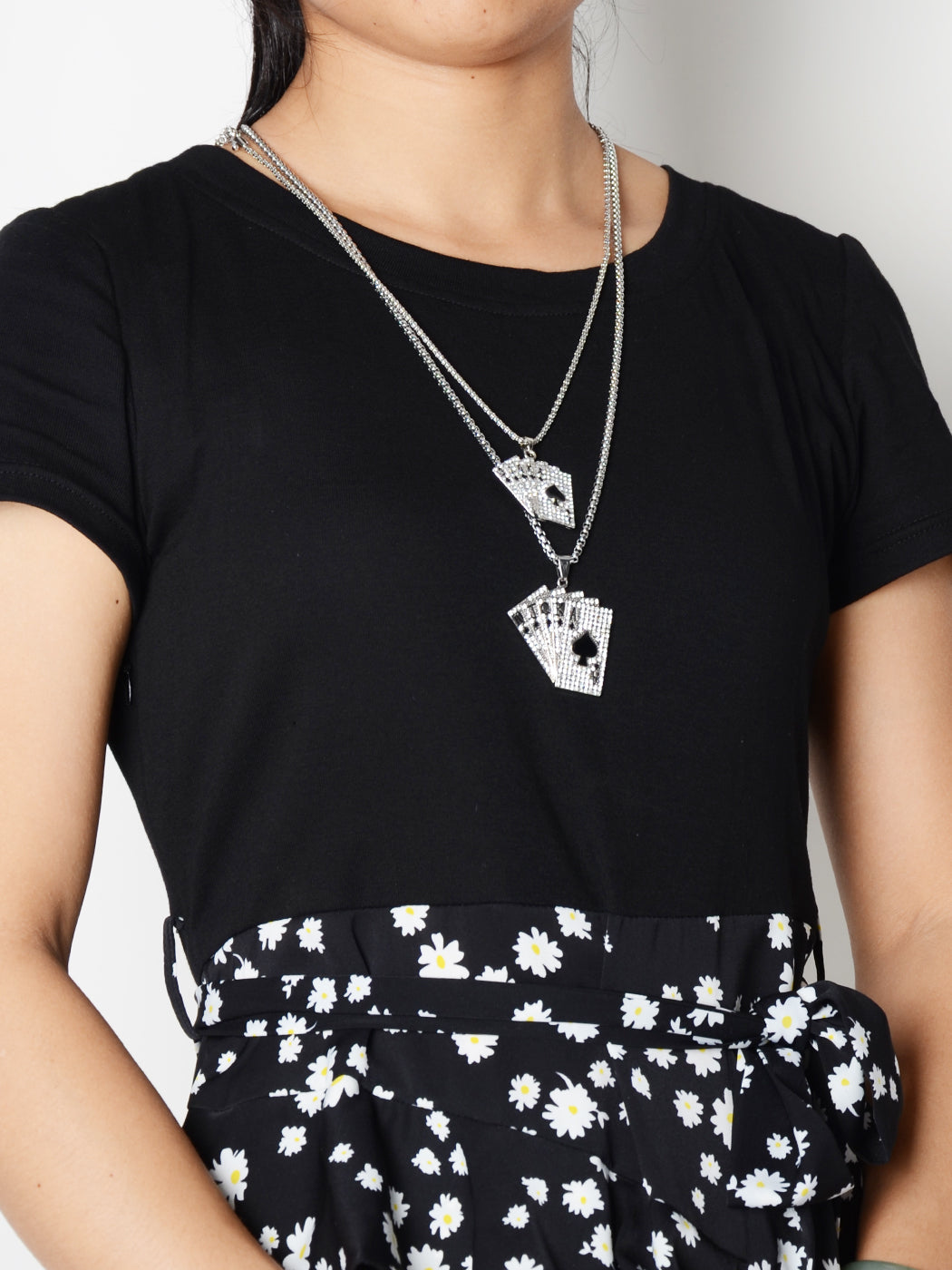 Ace Of Spades Royal Flush Playing Cards Pendant Vegas Good Luck Necklace