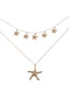 Layered 2 Chains Dangling Textured Starfish Pendant Beach Bride Bib Necklace