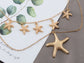 Layered 2 Chains Dangling Textured Starfish Pendant Beach Bride Bib Necklace