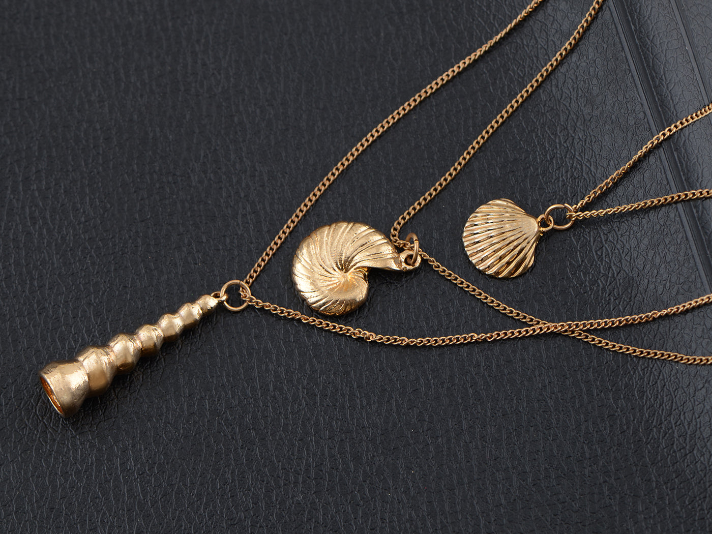 Layered 2 Chains Dangling Textured Starfish Pendant Beach Bride Bib Necklace