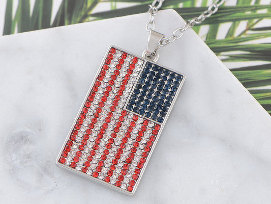 Alilang American Flag Jewelry Red Blue Crystal Rhinestones Necklace Pendant