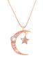 14K Gold Plated Cubic Zirconia Crescent Moon & Star Necklace