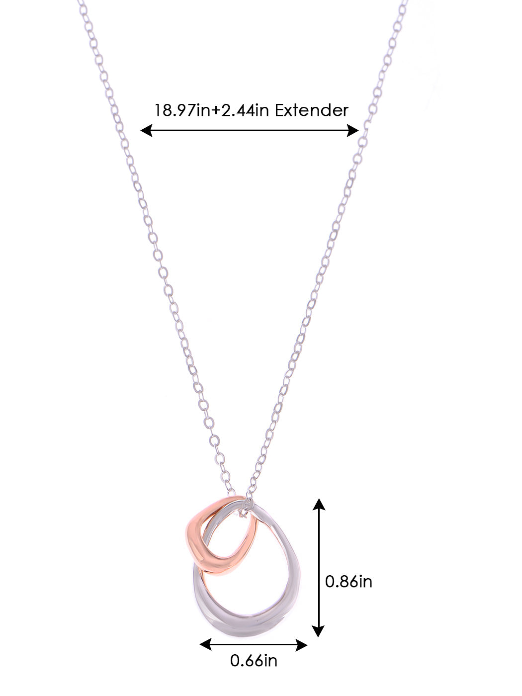 Alilang Stainless Steel Interlocking Double Circle Chain Link Pendant Necklace Jewelry for Girls and Women