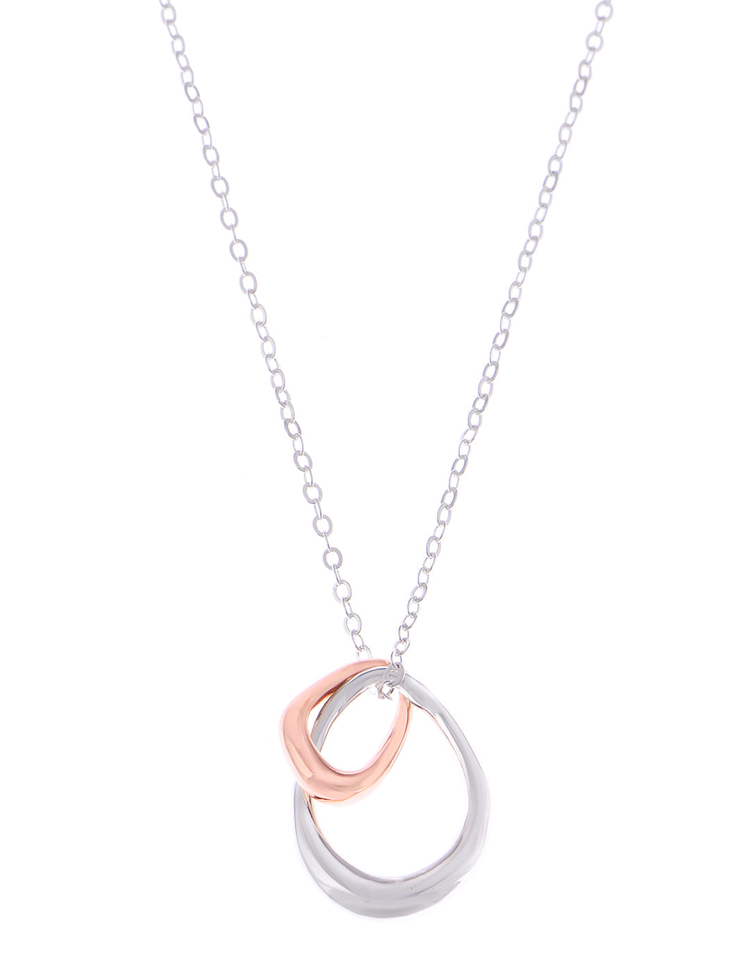 Alilang Stainless Steel Interlocking Double Circle Chain Link Pendant Necklace Jewelry for Girls and Women