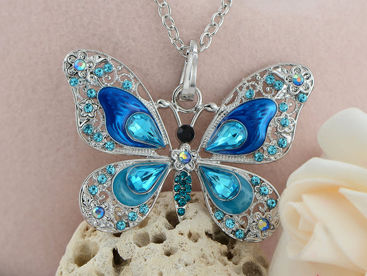 Alilang Animal Cute Empress Monarch Winged Butterfly Crystal Rhinestone Pendant Necklace