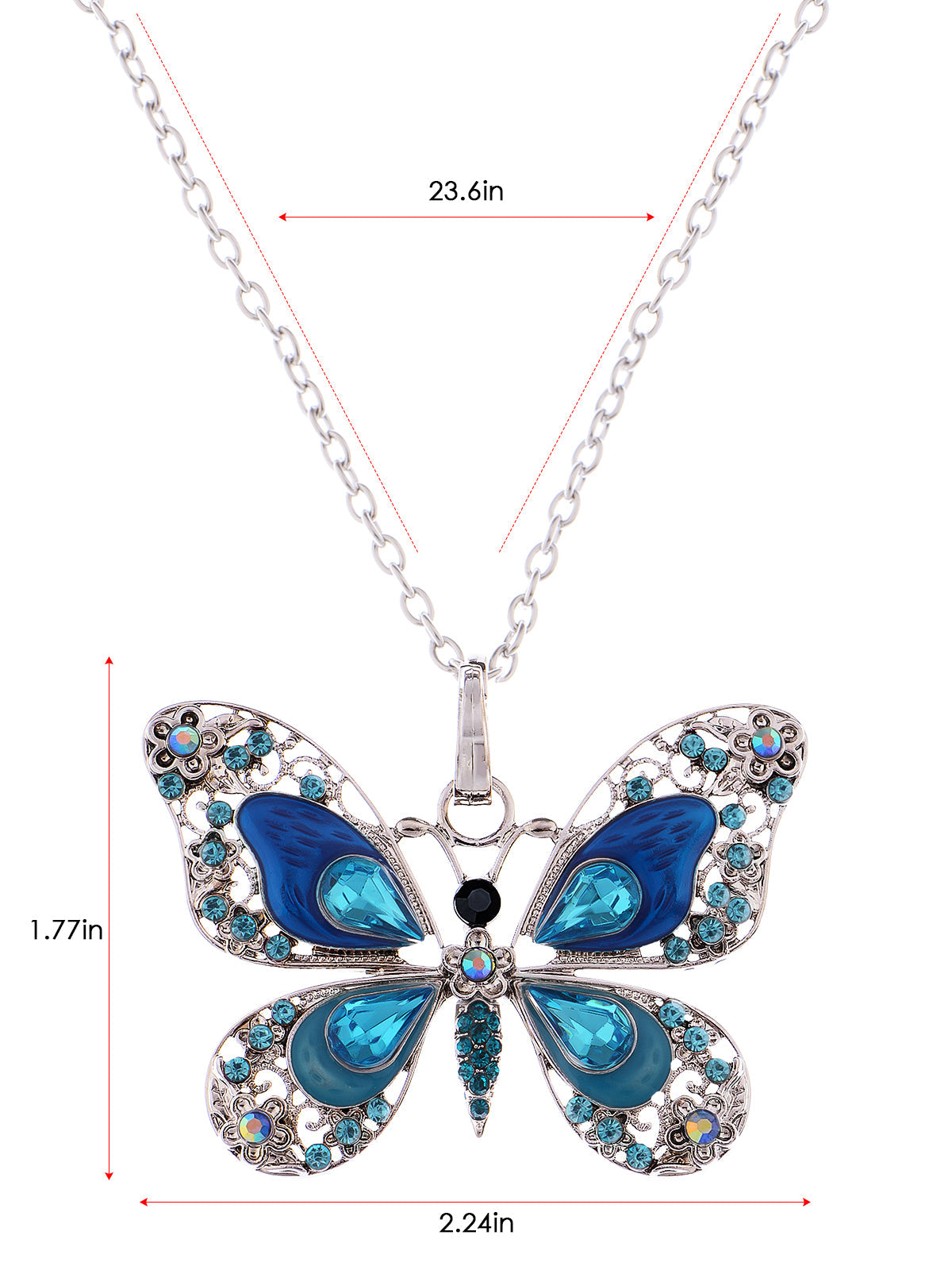Alilang Animal Cute Empress Monarch Winged Butterfly Crystal Rhinestone Pendant Necklace