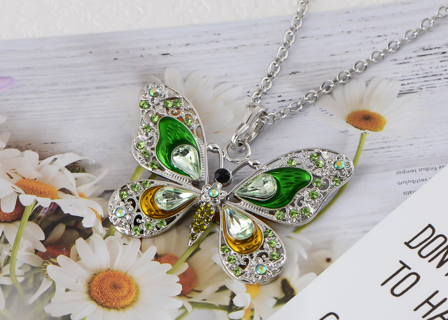Alilang Animal Cute Empress Monarch Winged Butterfly Crystal Rhinestone Pendant Necklace