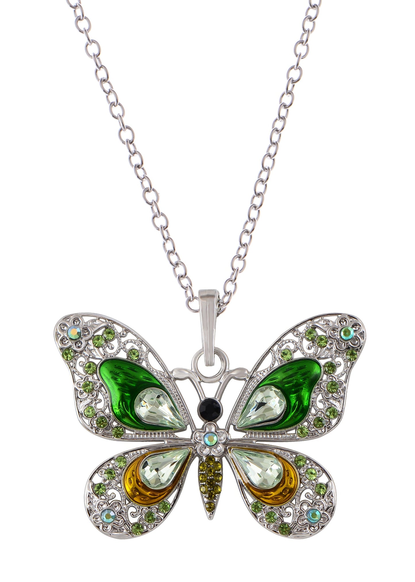 Alilang Animal Cute Empress Monarch Winged Butterfly Crystal Rhinestone Pendant Necklace