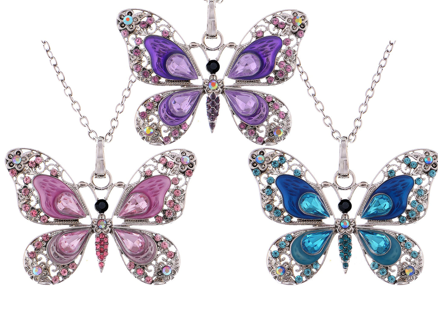 Alilang Animal Cute Empress Monarch Winged Butterfly Crystal Rhinestone Pendant Necklace