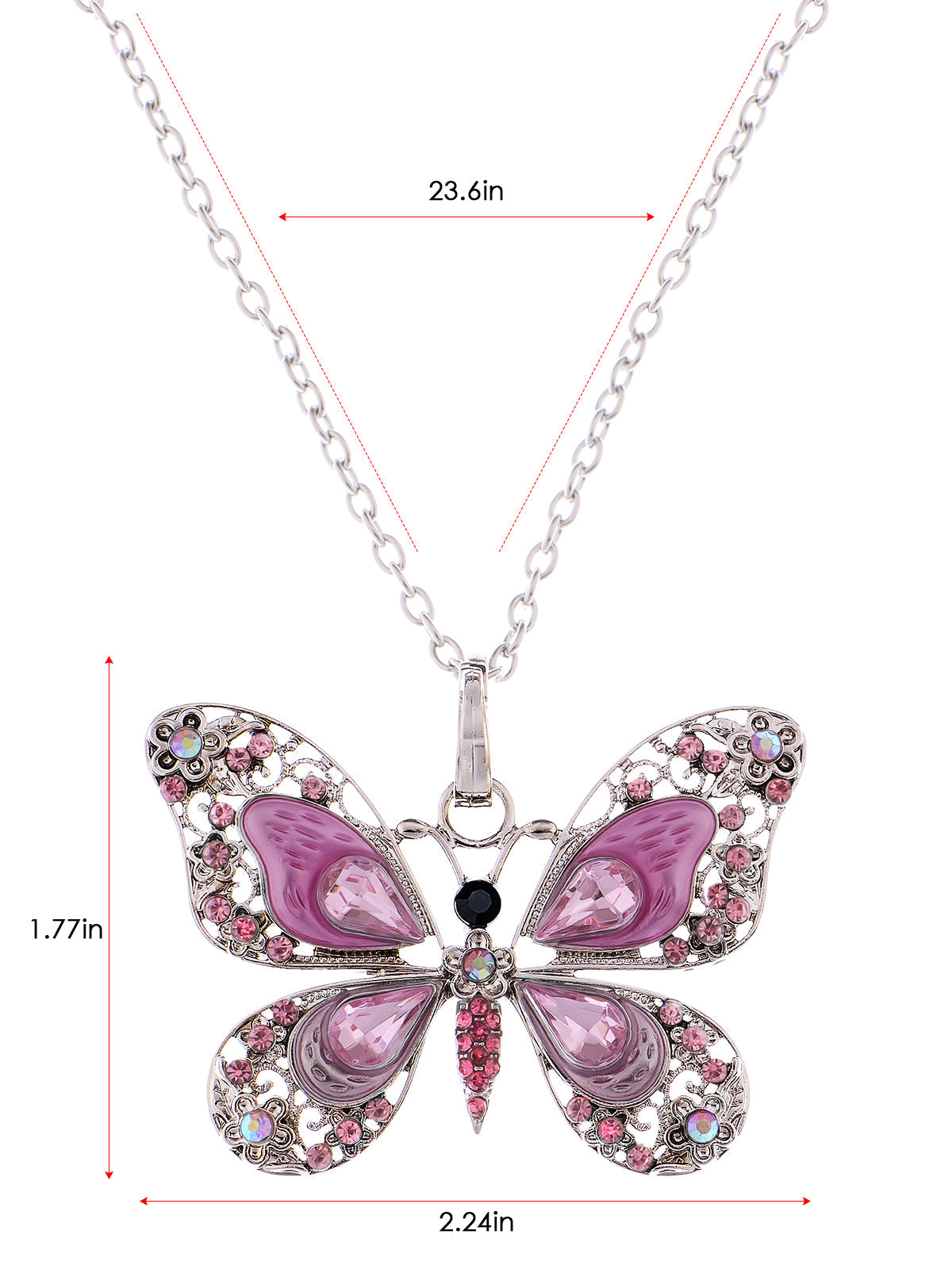 Alilang Animal Cute Empress Monarch Winged Butterfly Crystal Rhinestone Pendant Necklace