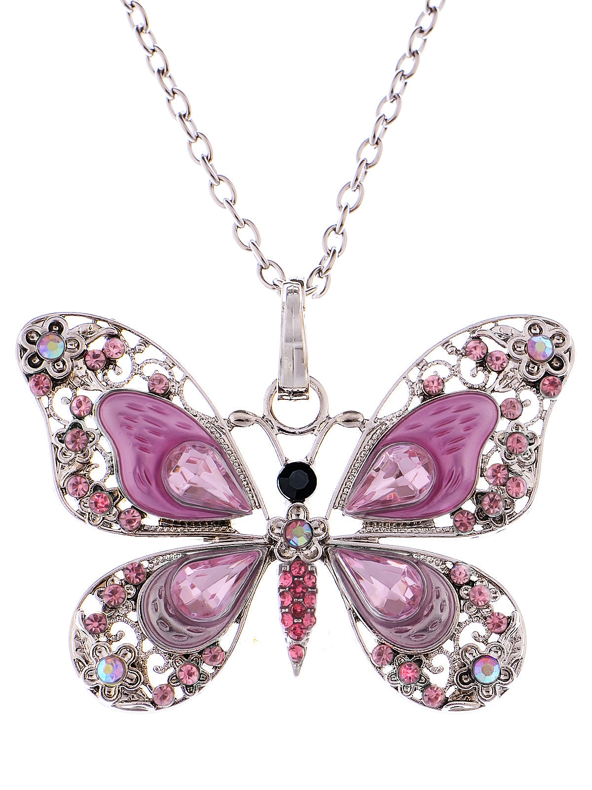 Alilang Animal Cute Empress Monarch Winged Butterfly Crystal Rhinestone Pendant Necklace
