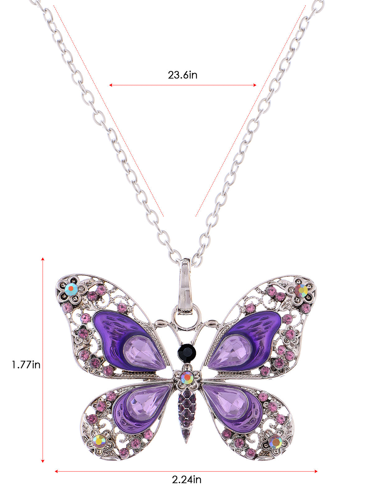Alilang Animal Cute Empress Monarch Winged Butterfly Crystal Rhinestone Pendant Necklace