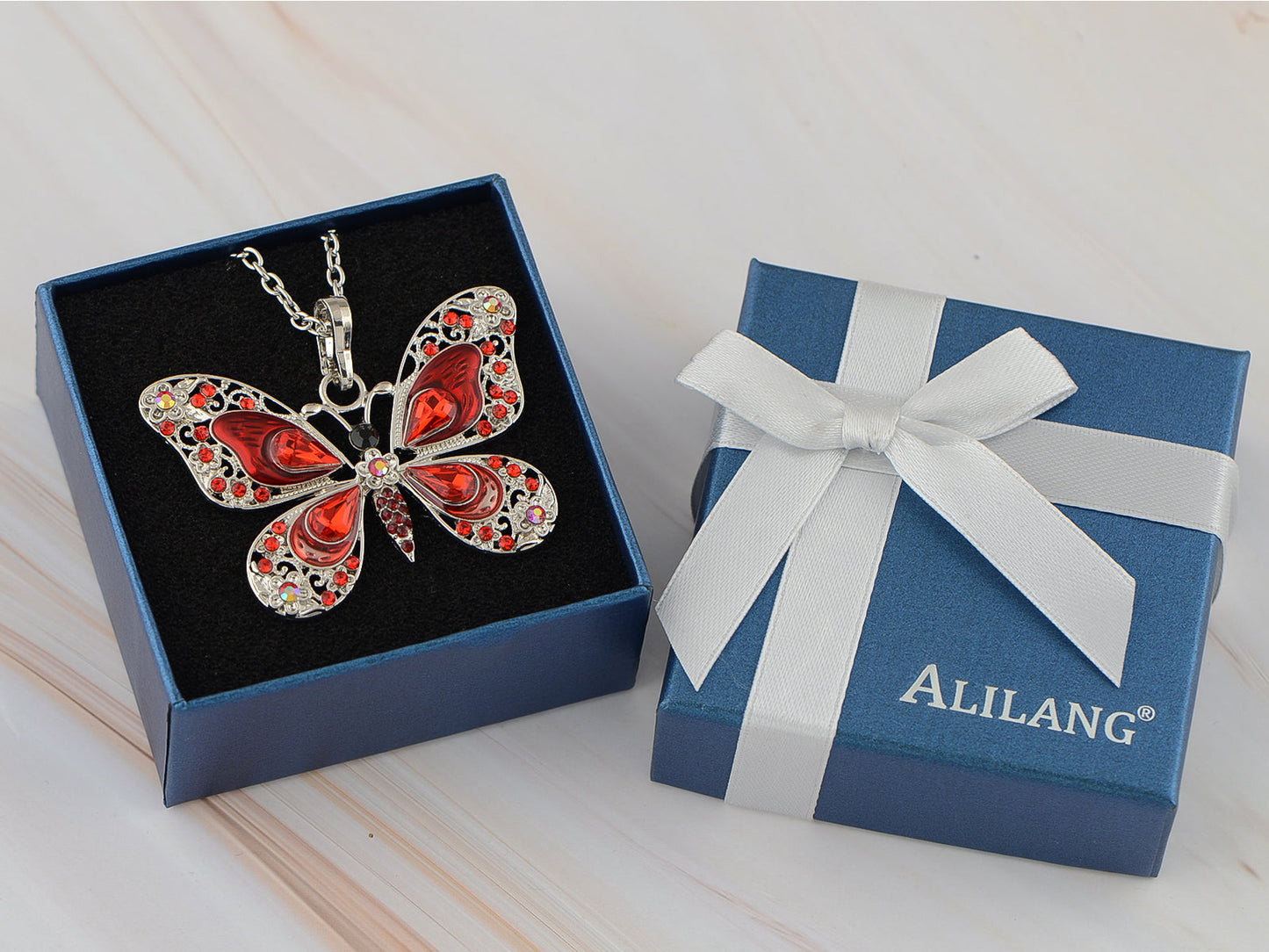 Alilang Animal Cute Empress Monarch Winged Butterfly Crystal Rhinestone Pendant Necklace