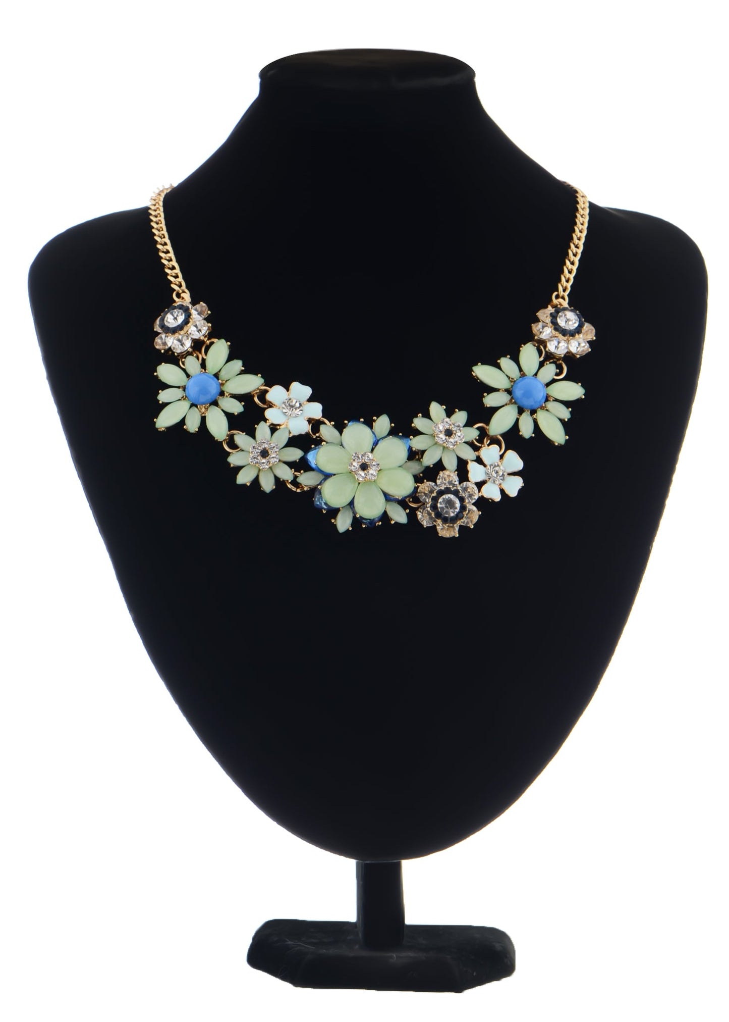 Pearl Floral Pink Multicolor Enamel Flower Bib Statement Necklace
