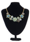Pearl Floral Pink Multicolor Enamel Flower Bib Statement Necklace