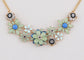 Pearl Floral Pink Multicolor Enamel Flower Bib Statement Necklace