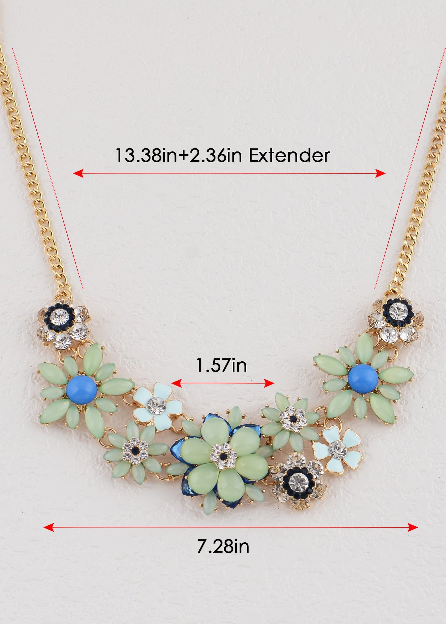 Pearl Floral Pink Multicolor Enamel Flower Bib Statement Necklace