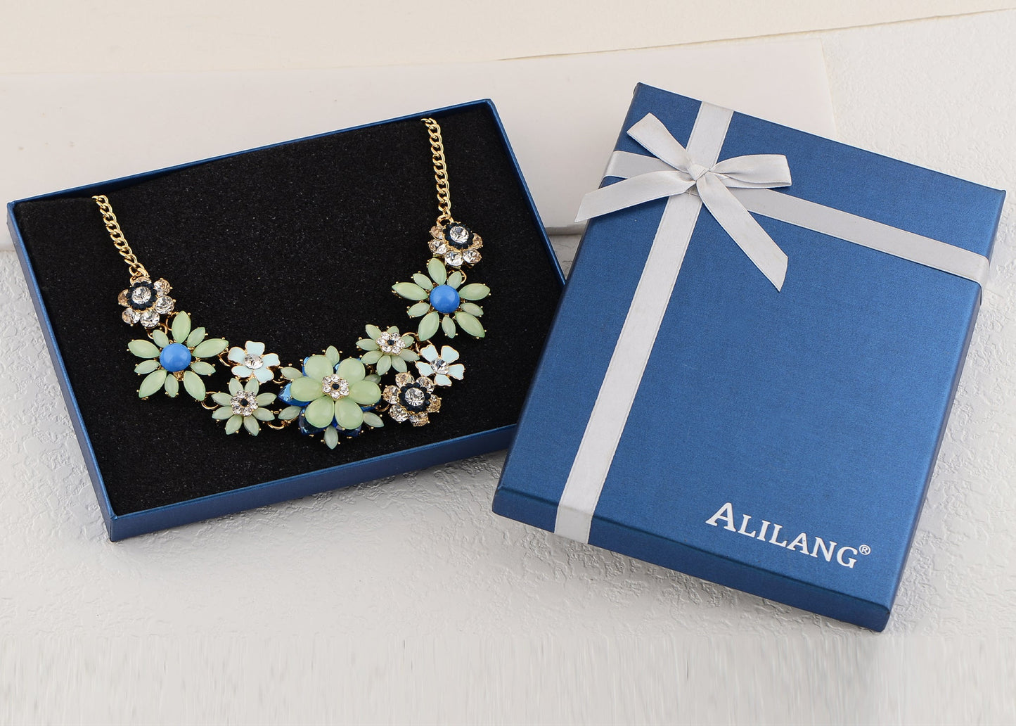 Pearl Floral Pink Multicolor Enamel Flower Bib Statement Necklace