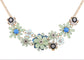 Pearl Floral Pink Multicolor Enamel Flower Bib Statement Necklace