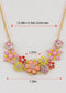 Pearl Floral Pink Multicolor Enamel Flower Bib Statement Necklace