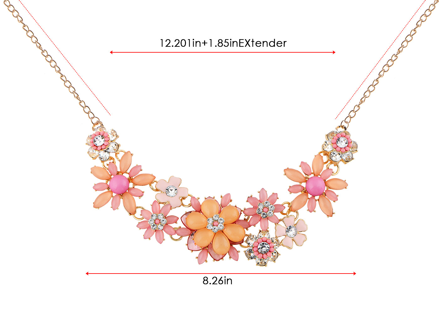 Pearl Floral Pink Multicolor Enamel Flower Bib Statement Necklace