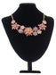 Pearl Floral Pink Multicolor Enamel Flower Bib Statement Necklace