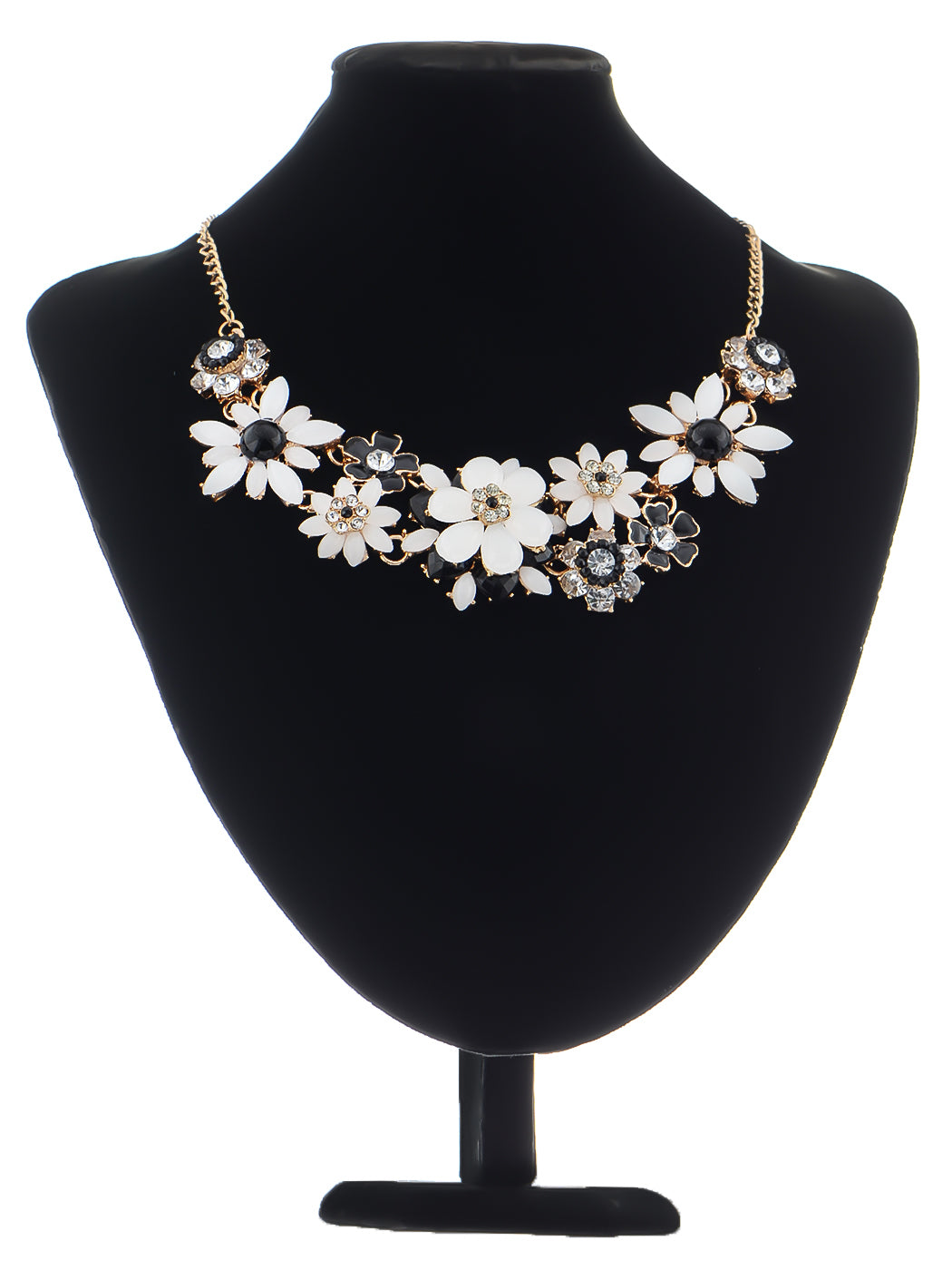 Pearl Floral Pink Multicolor Enamel Flower Bib Statement Necklace