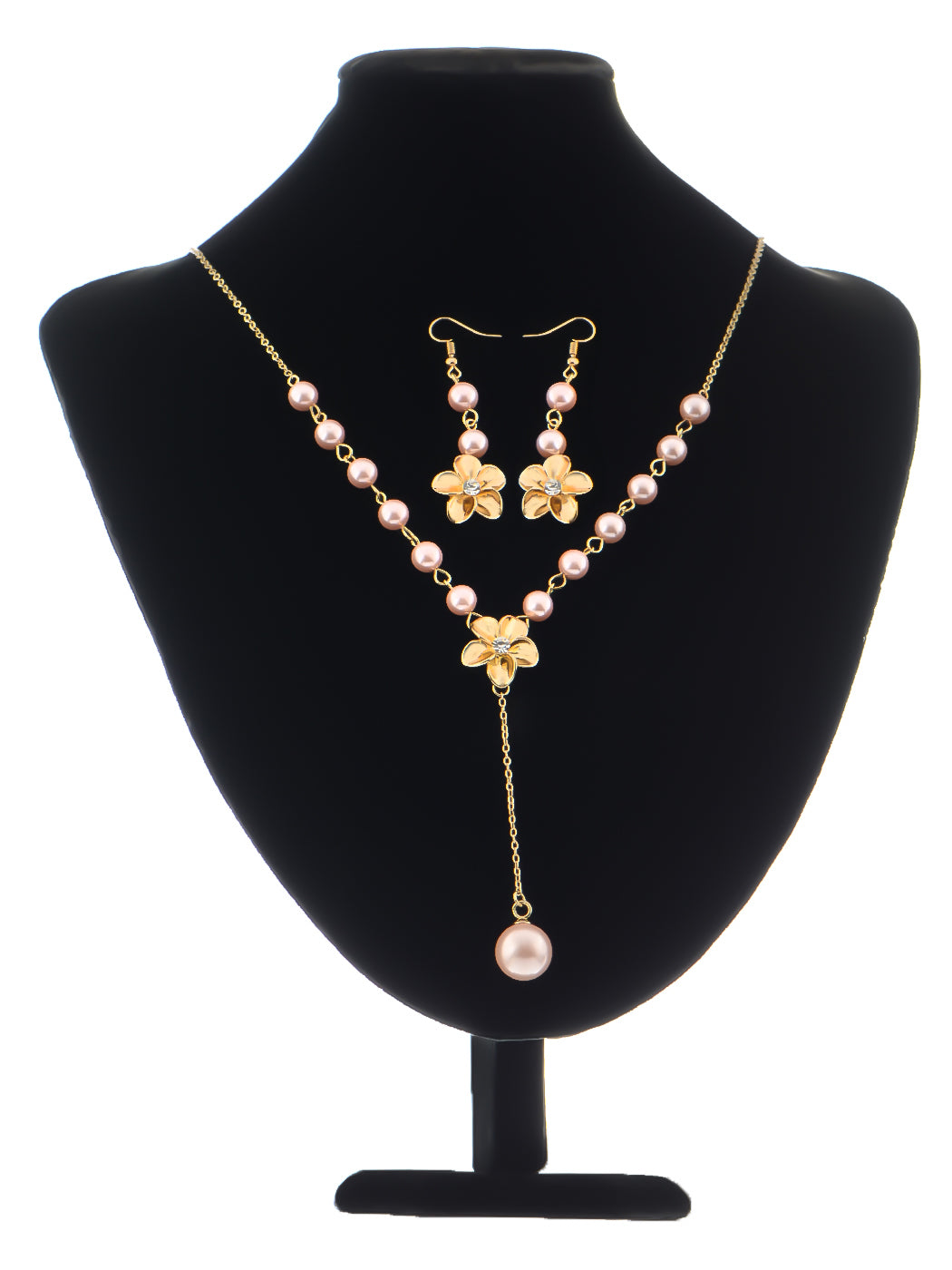 Pink Purple Hawaiian Flower Necklace Earrings Set