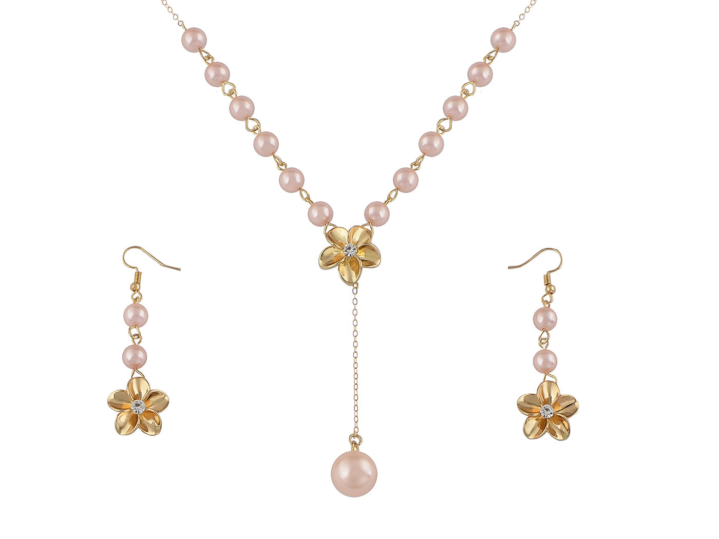 Pink Purple Hawaiian Flower Necklace Earrings Set