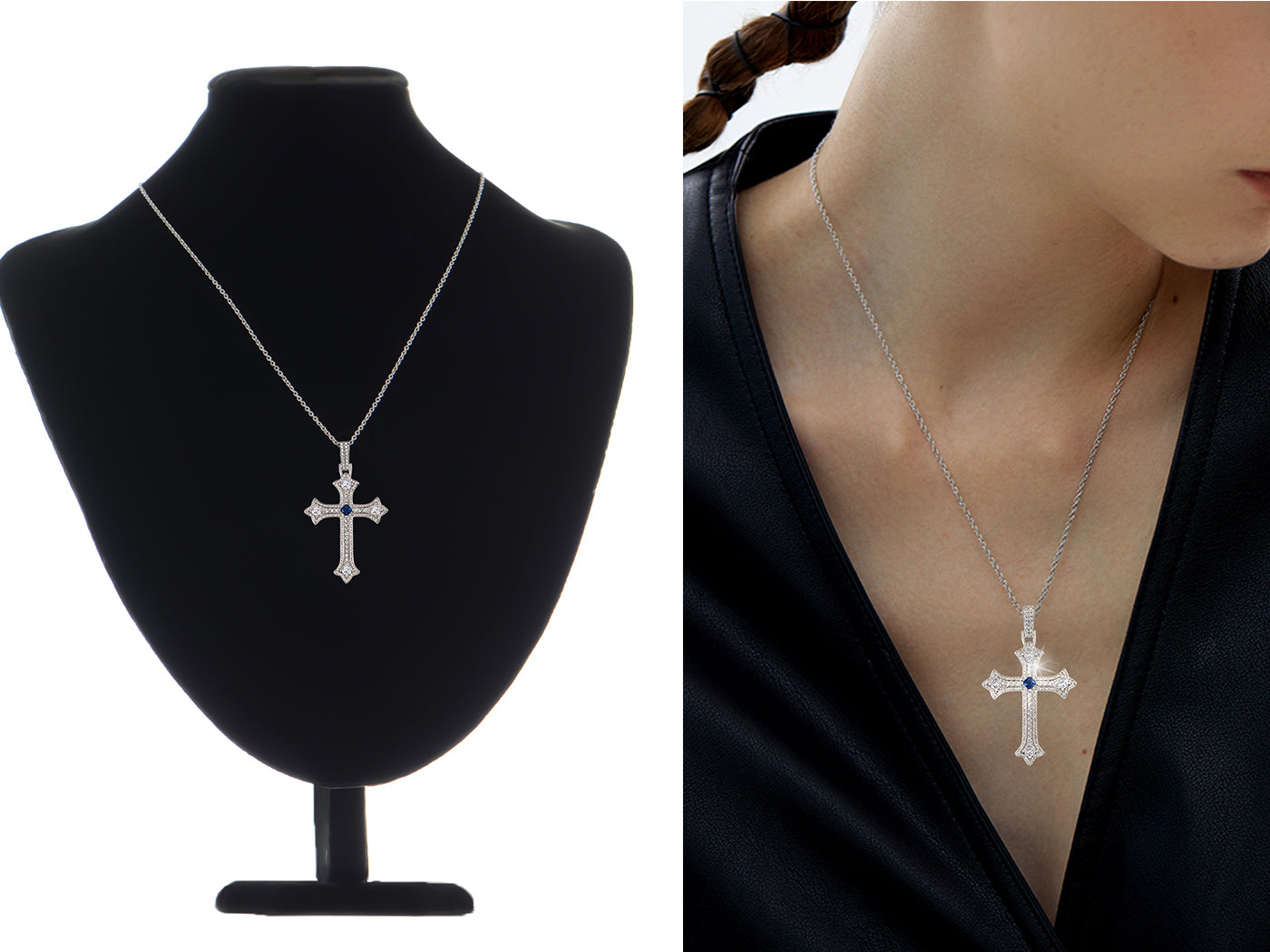 Cross Pendant Necklace Gun Chopper Black Holy Cross