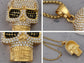Iridescent Halloween Skeleton Skull Head Pendant Necklace