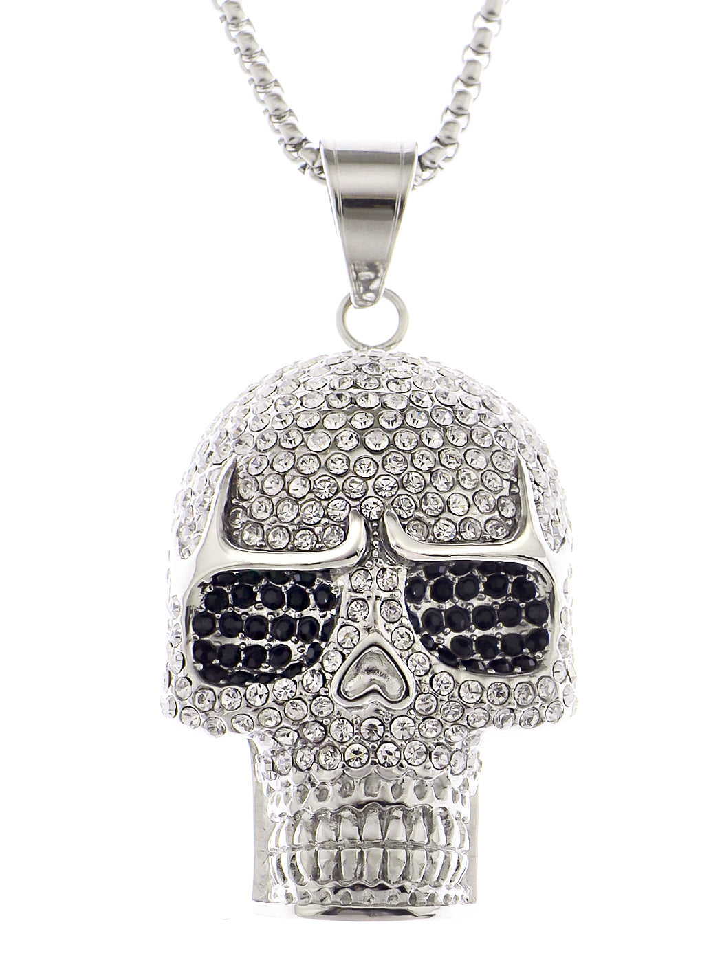 Iridescent Halloween Skeleton Skull Head Pendant Necklace